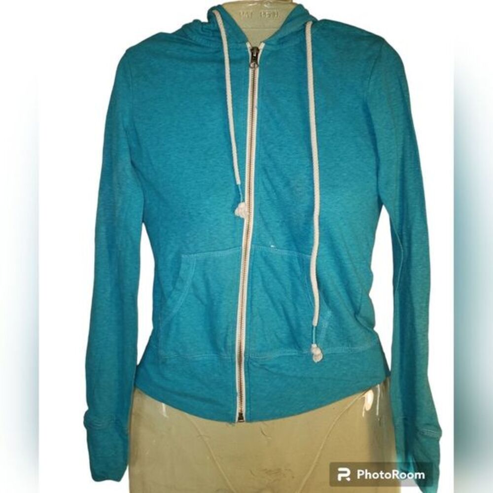 Vintage Aeropostale Turquoise Zip Up Hoodie XS Plain 2010s‎ Indie Sleaze